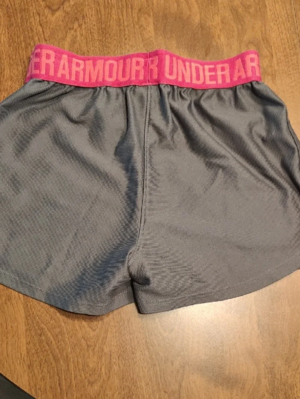 Under Armour Gray Athletic Shorts with Pink Waistband